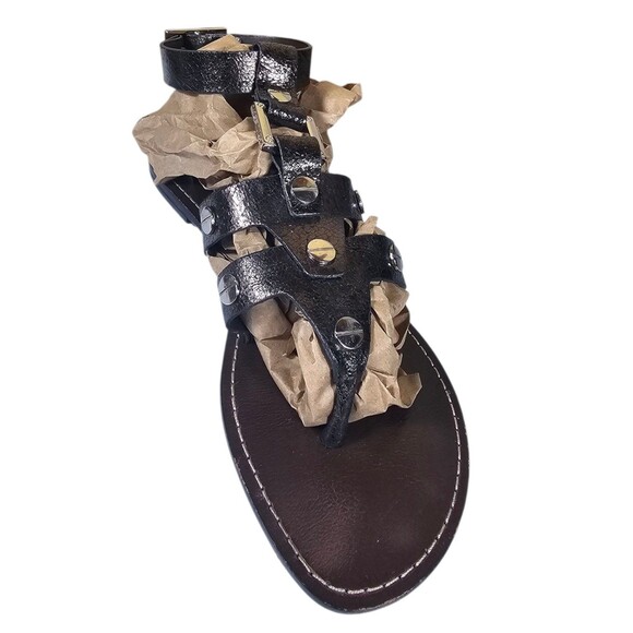 Tory Burch Briza Metallic Silver Gray Leather Gladiator Sandals 9M EUC! $265 - Picture 9 of 13